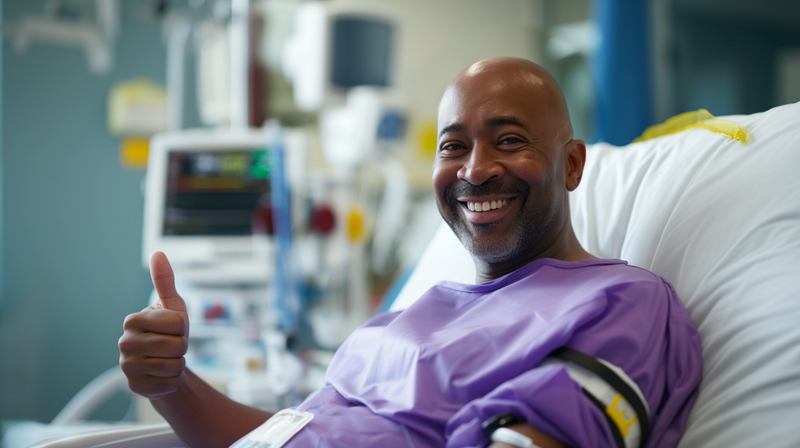 A patient recovering well after treatment