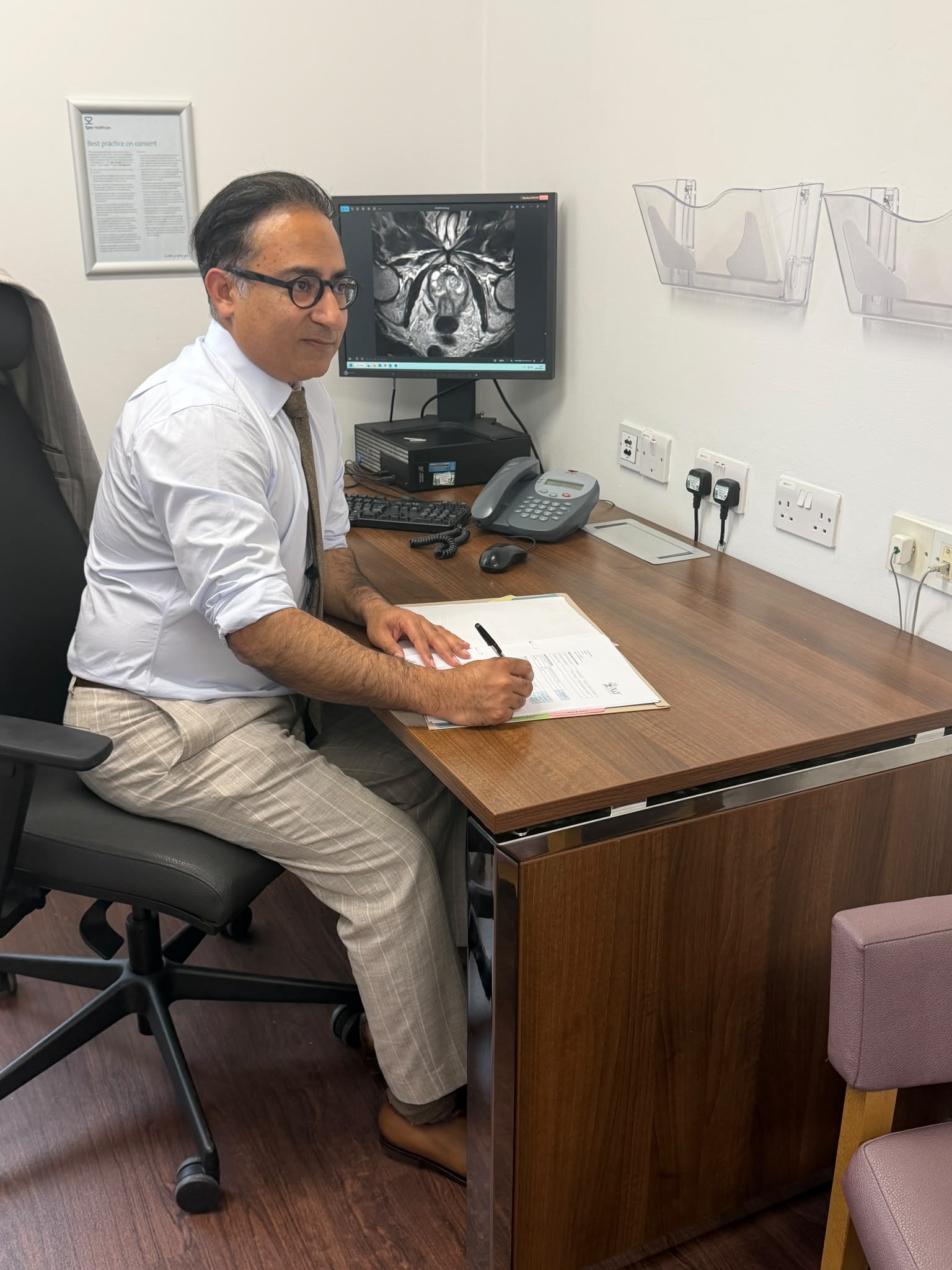 Mr Syed Ali Shahzad discussing urological assessment and treatment
