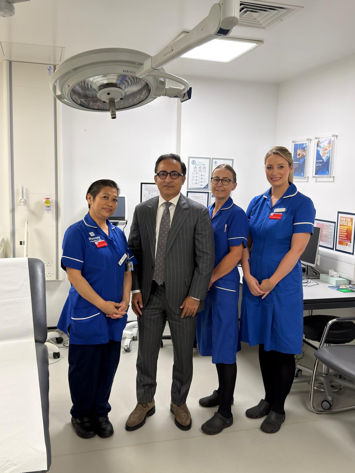Mr Syed Ali Shahzad with the bladder clinic nursing team